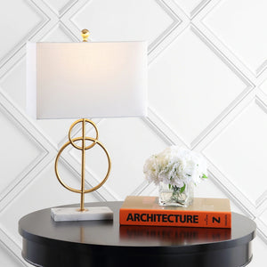 Gregory 26" Modern Circle Marble/Metal LED Table Lamp, Gold