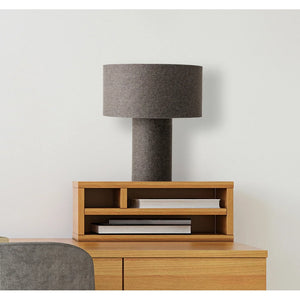 Grey Wool Blend Table Lamp with Matching Shade (Set of 2 Lamps)