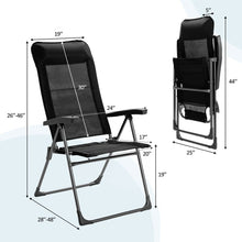Gymax 2Pcs Patio Folding Dining Chairs Portable Camping Headrest Adjust Black
