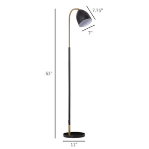 HOMCOM Arc Floor Lamp, Standing Reading Light, with Adjustable Lampshade, and Round Base for Living Room, Office, or Bedroom