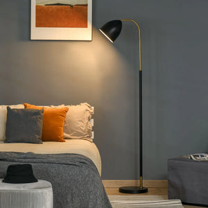 HOMCOM Arc Floor Lamp, Standing Reading Light, with Adjustable Lampshade, and Round Base for Living Room, Office, or Bedroom