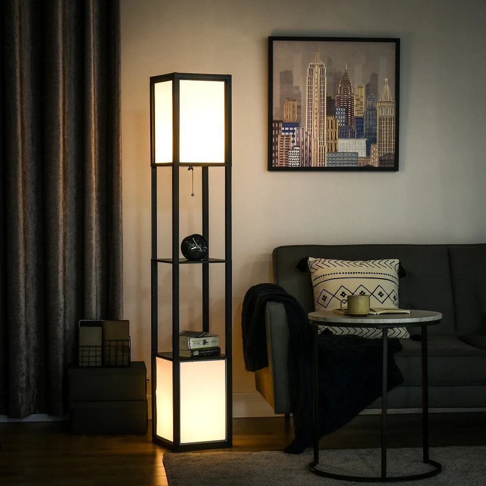 Homcom Floor Lamp With Shelves Dual