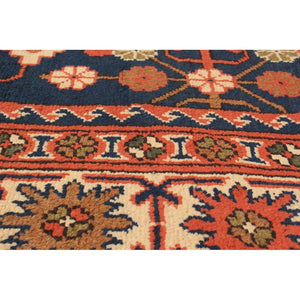 Hand-knotted Finest Kargahi Navy Wool Soft Rug