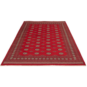 Hand-knotted Finest Peshawar Bokhara Red Wool Soft Rug