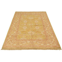 Hand-knotted Peshawar Oushak Olive Wool Soft Rug