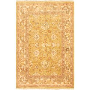 Hand-knotted Peshawar Oushak Olive Wool Soft Rug