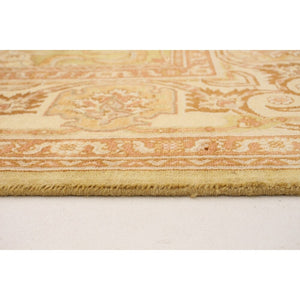 Hand-knotted Peshawar Oushak Olive Wool Soft Rug