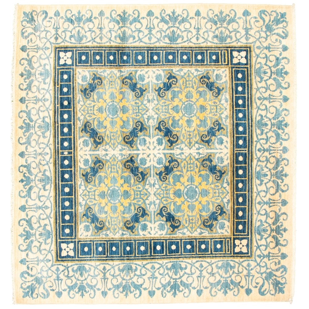 Hand-knotted Signature Collection Cream Wool Rug