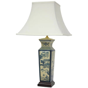 Handmade Oriental-style Porcelain Ming Vase Lamp - 14.00"W x 14.00"D x 26.00"H