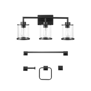 Harlow 5-Piece Matte Black All-In-One Bathroom Set - one size