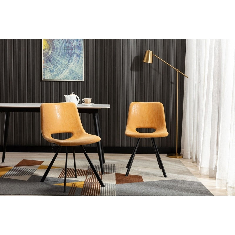 Home Beyond Synthetic Leather Dining Chairs (Set of 2) - 20'' H x 14.5'' W x 20'' D