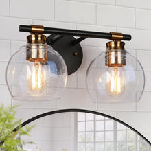 Iain Modern Black 2/3/4-Light Bathroom Vanity Lights Seeded Glass Wall Sconces