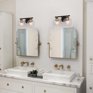 Iain Modern Black 2/3/4-Light Bathroom Vanity Lights Seeded Glass Wall Sconces