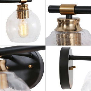 Iain Modern Black 2/3/4-Light Bathroom Vanity Lights Seeded Glass Wall Sconces