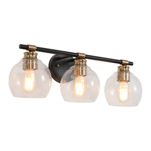 Iain Modern Black 2/3/4-Light Bathroom Vanity Lights Seeded Glass Wall Sconces