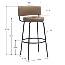 Industrial 28.7" Faux Leather High Bar Stool Brown - N/A