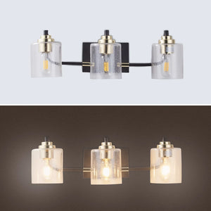 Industrial Wall Sconce 3-Lights Modern Vanity Bathroom Lamp in Black with Bubble Glass Shades Wall Mount Light Fixtures