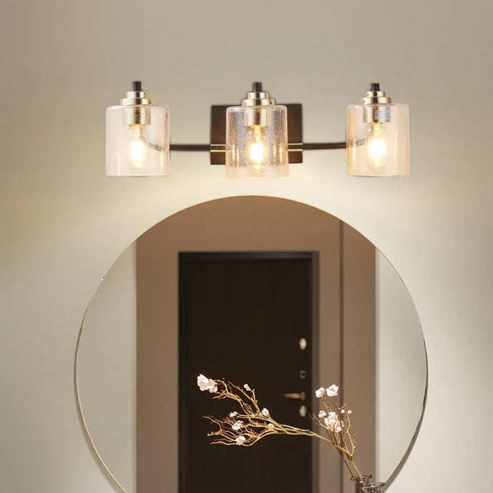 Industrial Wall Sconce 3-Lights Modern Vanity Bathroom Lamp in Black with Bubble Glass Shades Wall Mount Light Fixtures