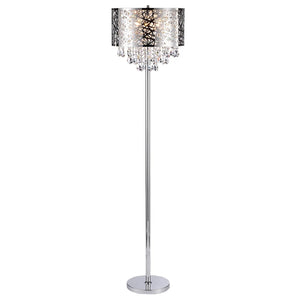 Ivica Chrome 3 Light Metal Crystal Floor Lamp