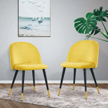 ivinta Modern Velvet Dining Chairs Set of 2, Light Blue Accent Chair Armless Chairs with Golden Metal Legs