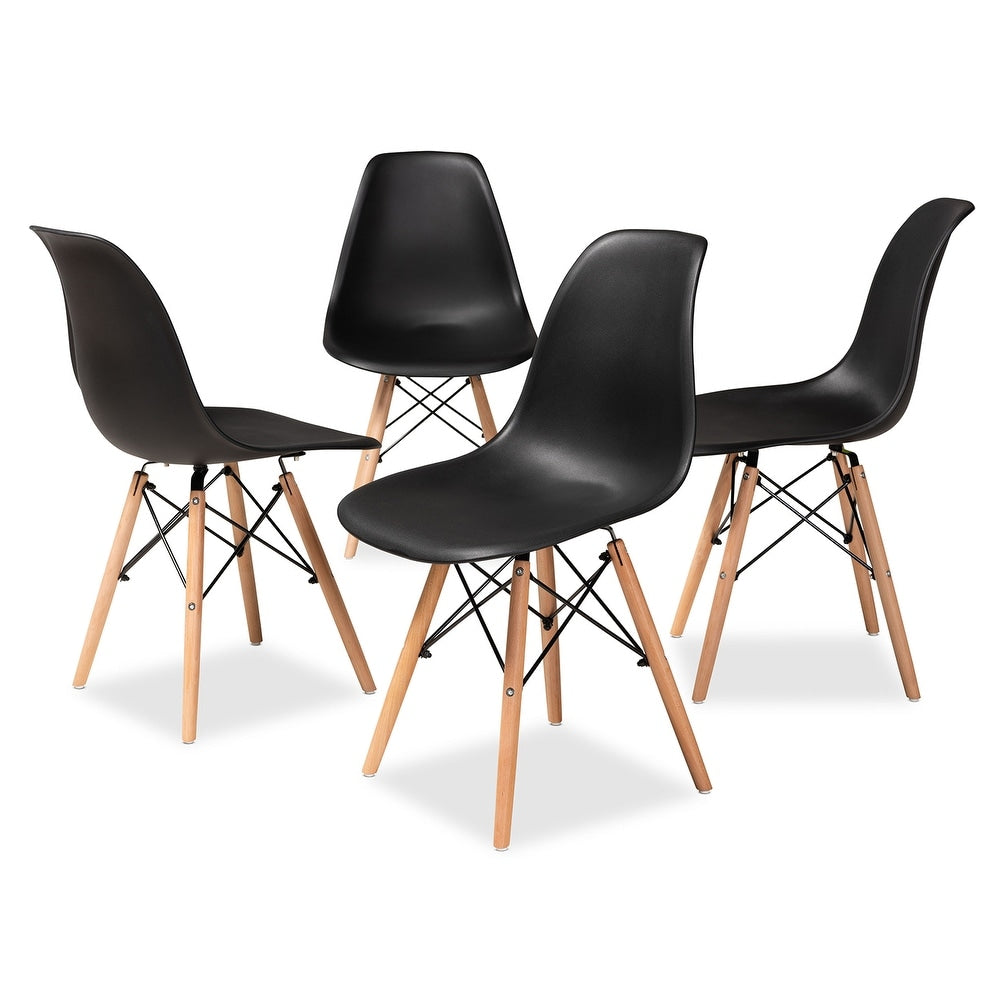 Jaspen Modern and Contemporary Plastic and Wood Dining Chair Set (4pc)