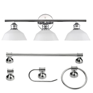 Johnson 5-Piece Chrome Bathroom Set with 3-Light Vanity Light - 8.5