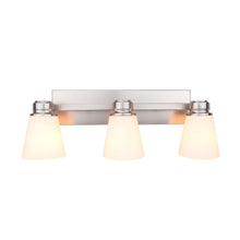 Jordan 3-Light Vanity Light in Satin Nickel Finish with Frosted White Glass Shades - 22.25 x 8.12 x 6.87