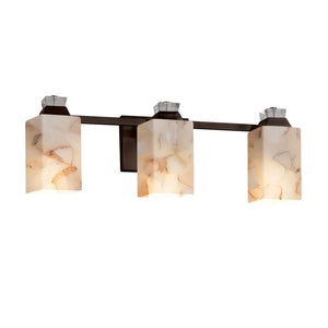 Justice Design Alabaster Rocks! Ardent 3-light Dark Bronze Bath Bar, Alabaster Rocks Square w/ Flat Rim Shade