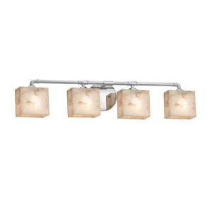 Justice Design Alabaster Rocks! Bronx 4-light Polished Chrome Bath Bar, Alabaster Rocks Rectangle Shade