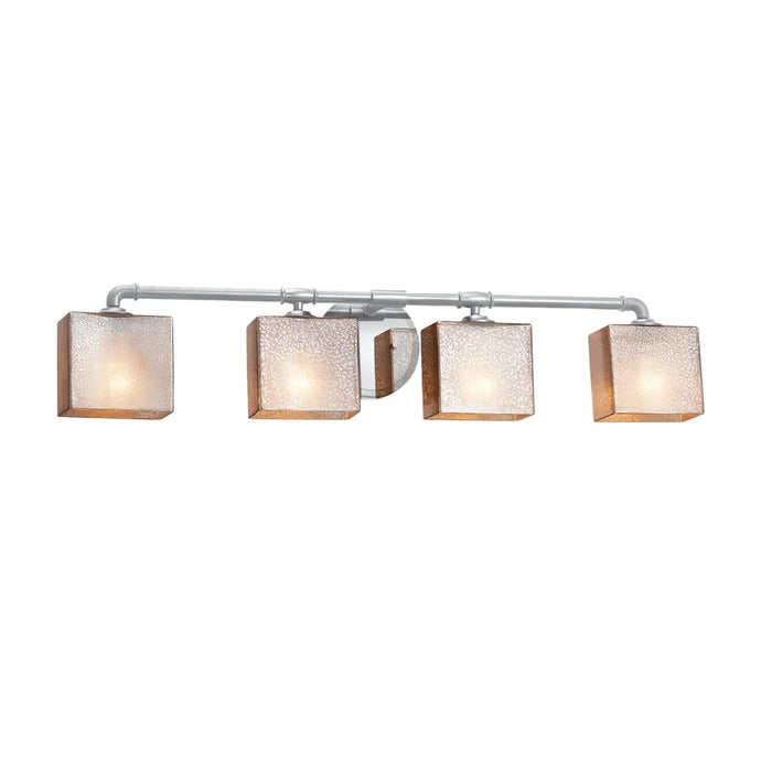 Justice Design Fusion Bronx 4-light Polished Chrome Bath Bar, Mercury Glass Rectangle Shade