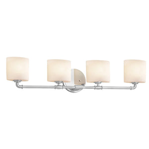 Justice Design Fusion Bronx 4-light Polished Chrome Bath Bar, Opal Oval Shade