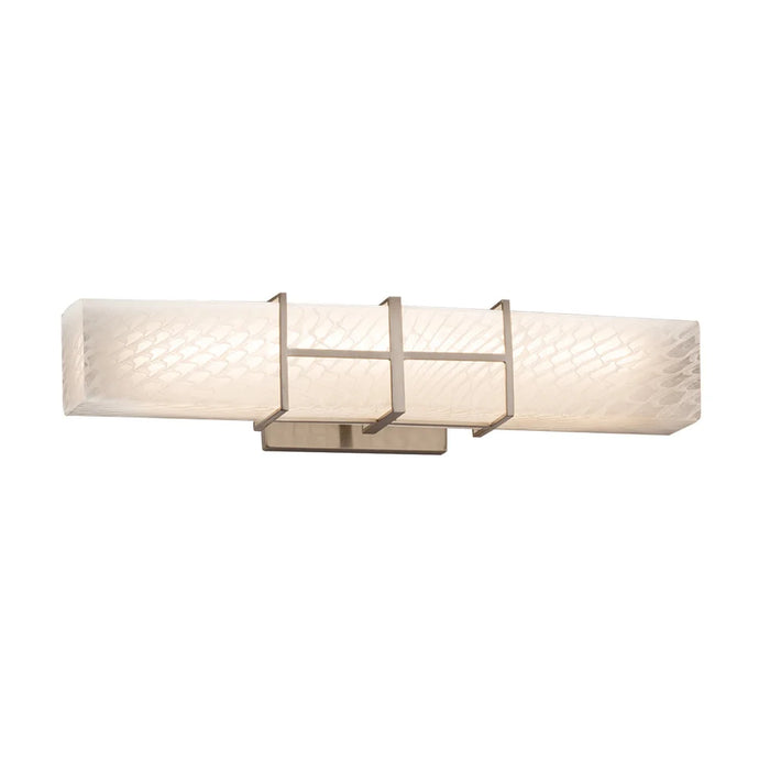 Justice Design Fusion Structure Brushed Nickel Wall/ Bath Bar, Weave Shade