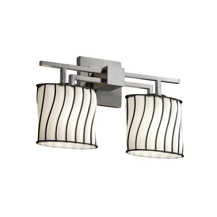 Justice Design Wire Glass Aero 2-light Brushed Nickel Bath Bar, Swirl with Opal Oval Shade