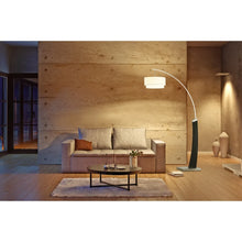 Katerina 81" LED Arched Floor Lamp with Square Steel and Wood Base - 80