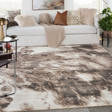 Ivory Mocha Contemporary Abstract Soft Area Rug