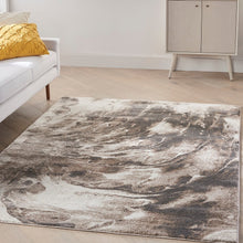 Ivory Mocha Contemporary Abstract Soft Area Rug