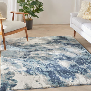 Ivory Mocha Contemporary Abstract Soft Area Rug