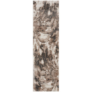 Ivory Mocha Contemporary Abstract Soft Area Rug