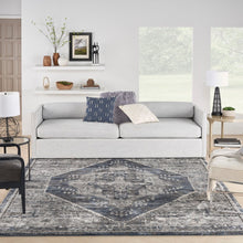 Meryl Streep Collection Blue Grey Formal Bordered Soft Area Rug