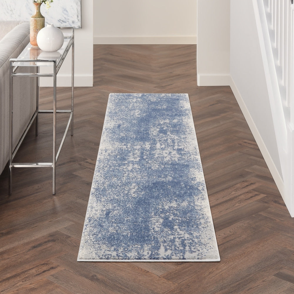 Grand Expressions Modern Abstract Navy Grey Soft Area Rug