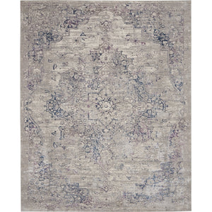 Beige Blue Medallion Soft Area Rug