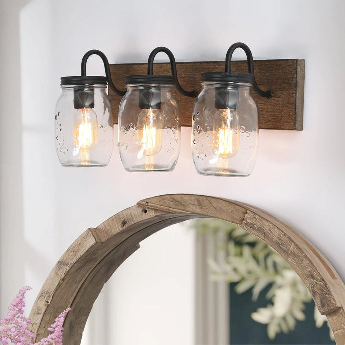 Kole Modern Farmhouse 3-Light Vanity Light Mason Jar Bathroom Light - 18