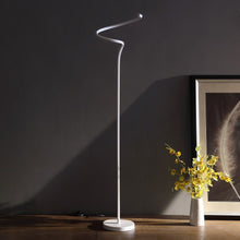 LED Matte White Curvilinear S-Curve Spiral Tube Angled Floor Lamp