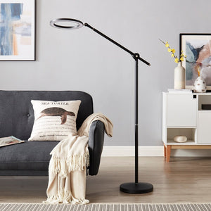 LED Task/Reading Dimmable Floor Lamp with Magnifying Glass - N/A