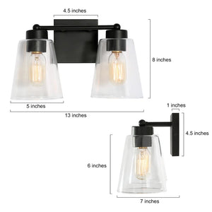 Cionar Modern Farmhouse Black 4/3-light Bathroom Vanity Lights Cylinder Glass Wall Sconces