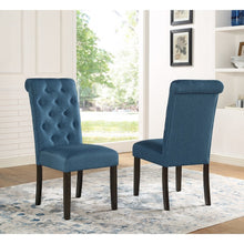 Leviton Solid Wood Tufted Asons Dining Chair (Set of 2), Blue