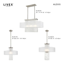 Livex Lighting Alexis 3-Light Brushed Nickel Linear Chandelier - 30"L x 10"W x 26"-55"Adj. H