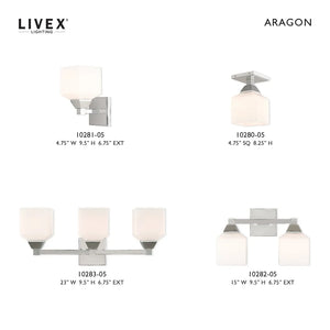 Livex Lighting Aragon 3-Light Bath Vanity - 23"W x 9.5"H x 6.75"D - 23"W x 9.5"H x 6.75"D