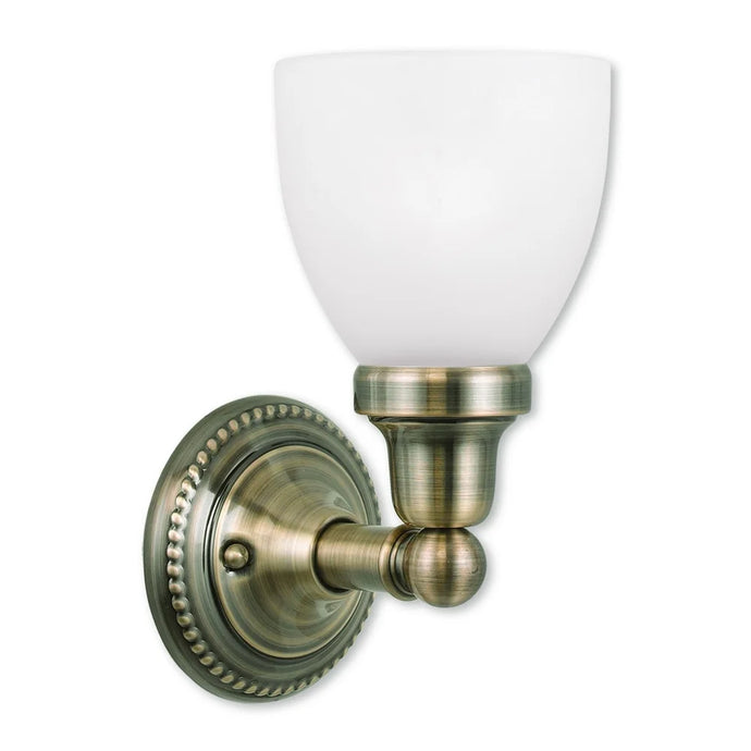 Livex Lighting Classic Antique Brass Steel/Frosted Glass 1-light Bath Light