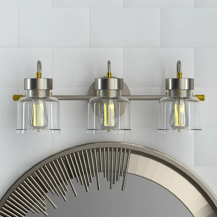 Luende Modern Industrial Elegant 3-Light Bathroom Vanity Light in Matte Black/Brushed Nickel